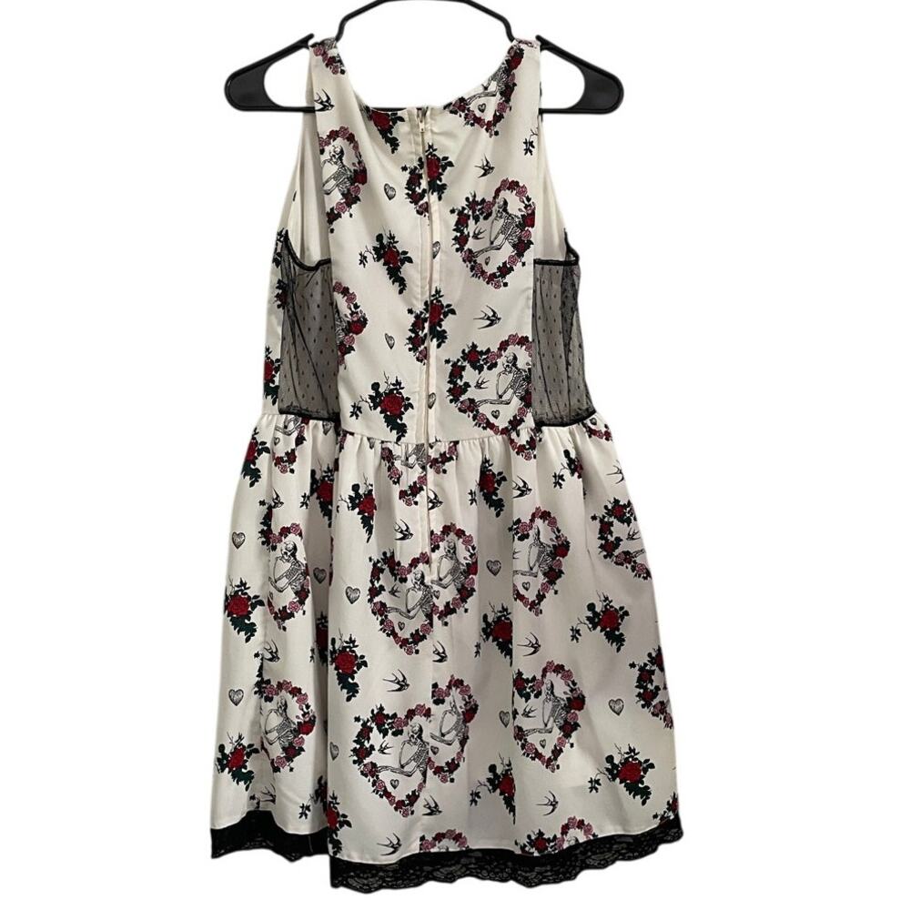 Hell Bunny Mini Dress Retro Punk Goth Black Lace Sheer Sleeveless Mod size Large - Picture 3 of 6